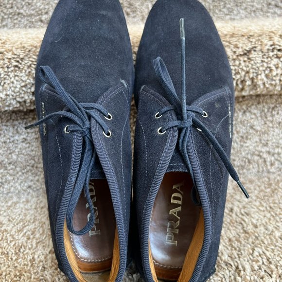 Prada Women's Navy Suede Ankle Booties - Picture 7 of 14